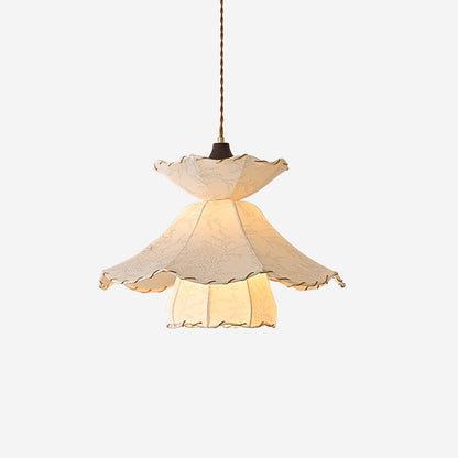 Soft Lighting Minimalist Fabric Scalloped Pendant Lamp