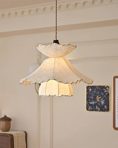 Soft Lighting Minimalist Fabric Scalloped Pendant Lamp