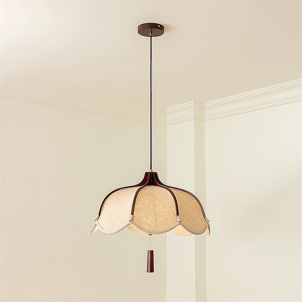 Warm Glow Walnut Fabric Pendant Light