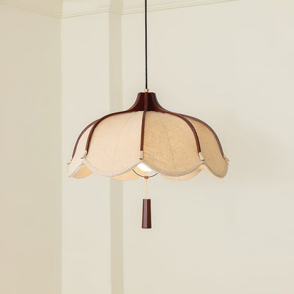 Warm Glow Walnut Fabric Pendant Light