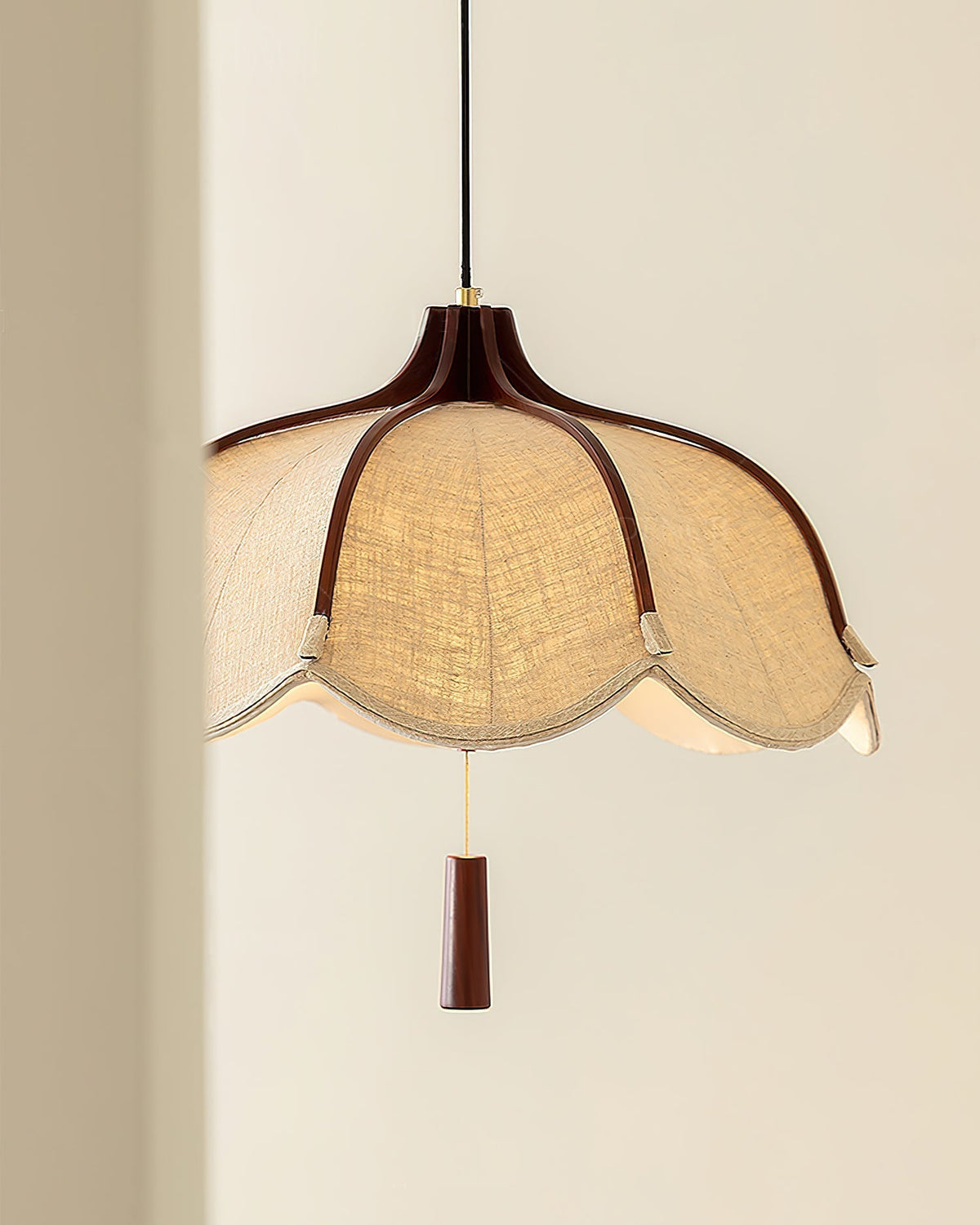 Warm Glow Walnut Fabric Pendant Light