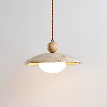 Wooden Accent Pendant Light With Travertine