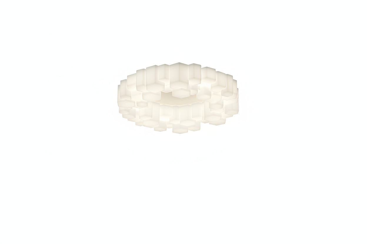Warm White Flush Mount Ceiling Light Metal Honeycomb