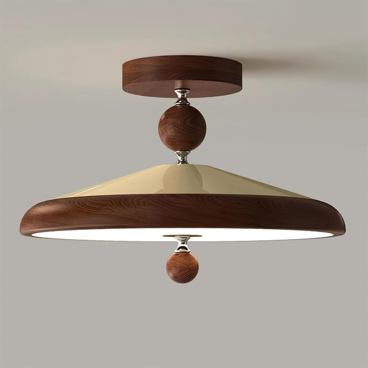 Round Wooden Ceiling Light Frame With Integrated LED 50 Or 40 cm