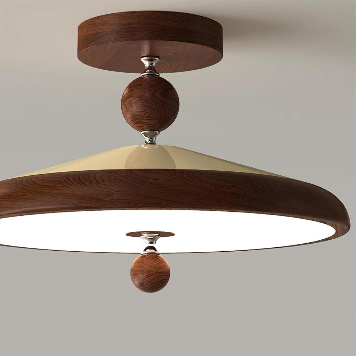 Round Wooden Ceiling Light Frame With Integrated LED 50 Or 40 cm
