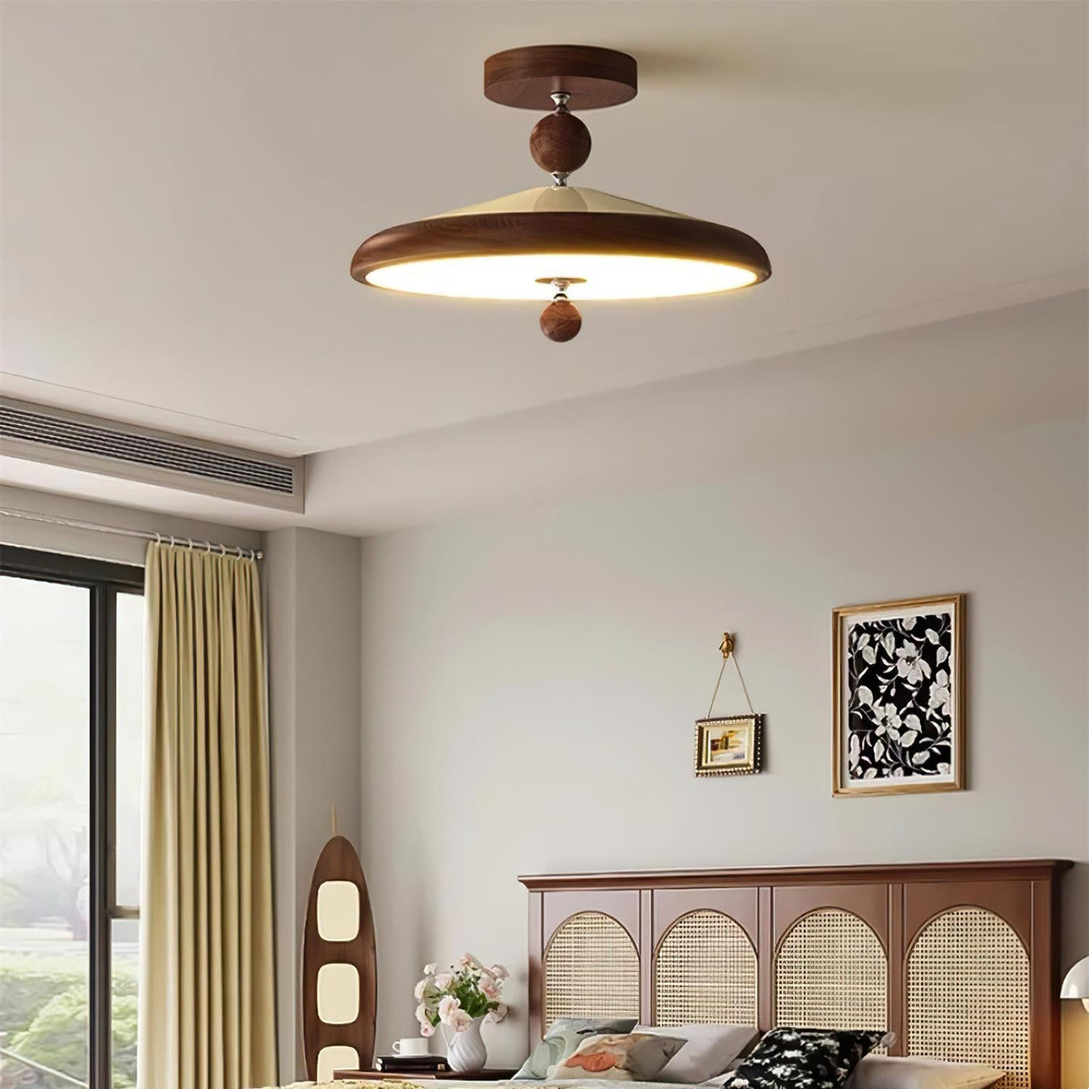Round Wooden Ceiling Light Frame With Integrated LED 50 Or 40 cm