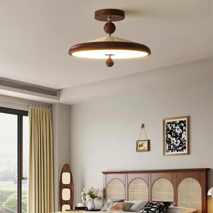 Round Wooden Ceiling Light Frame With Integrated LED 50 Or 40 cm