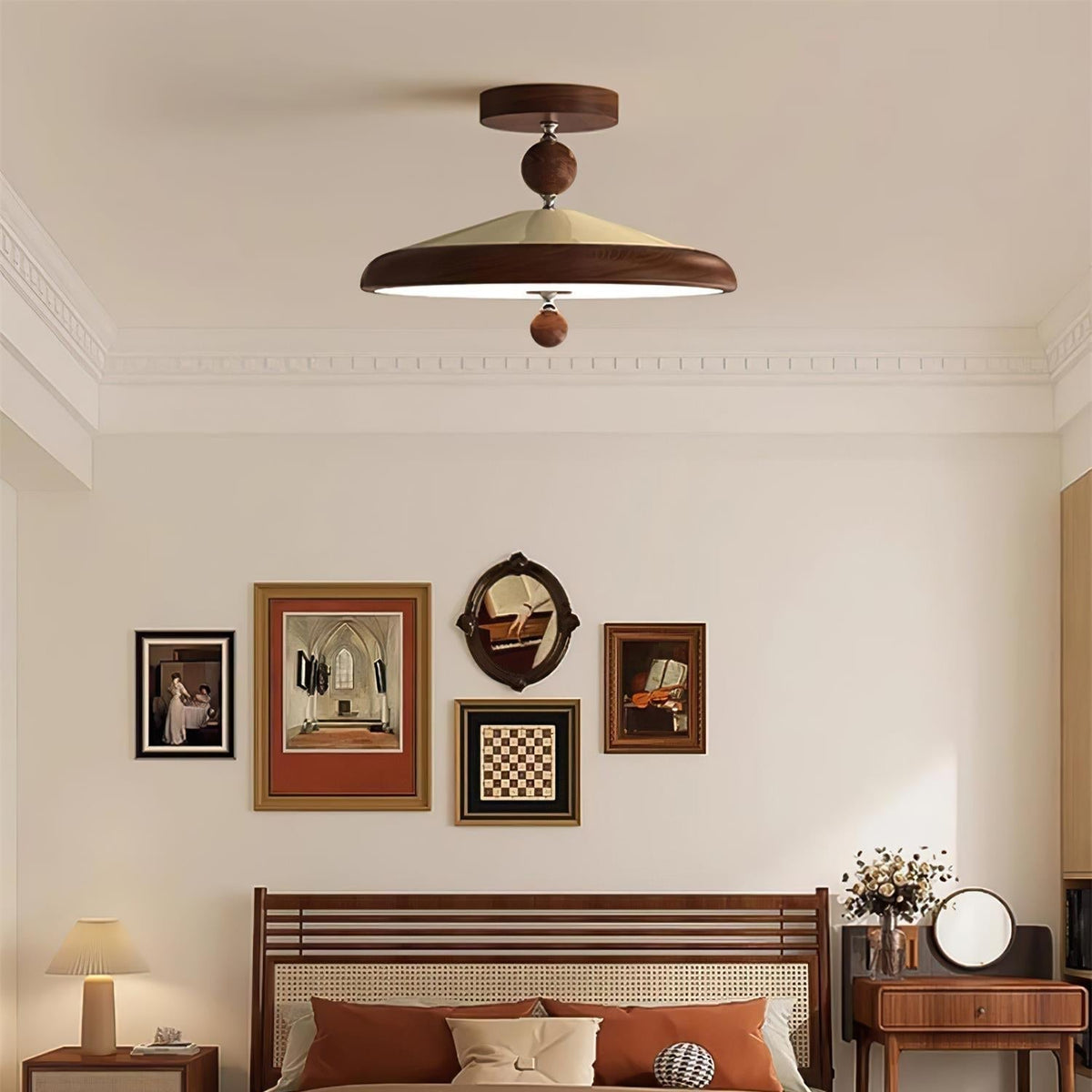 Round Wooden Ceiling Light Frame With Integrated LED 50 Or 40 cm