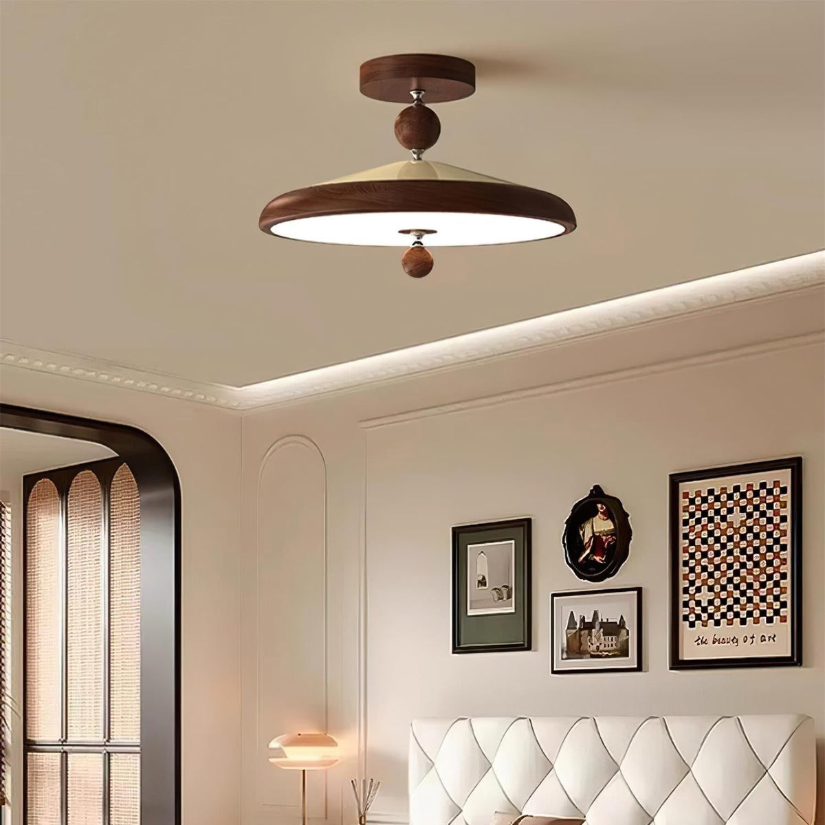 Round Wooden Ceiling Light Frame With Integrated LED 50 Or 40 cm