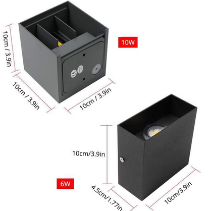 Adjustable Beam Outdoor LED Square Wall Light