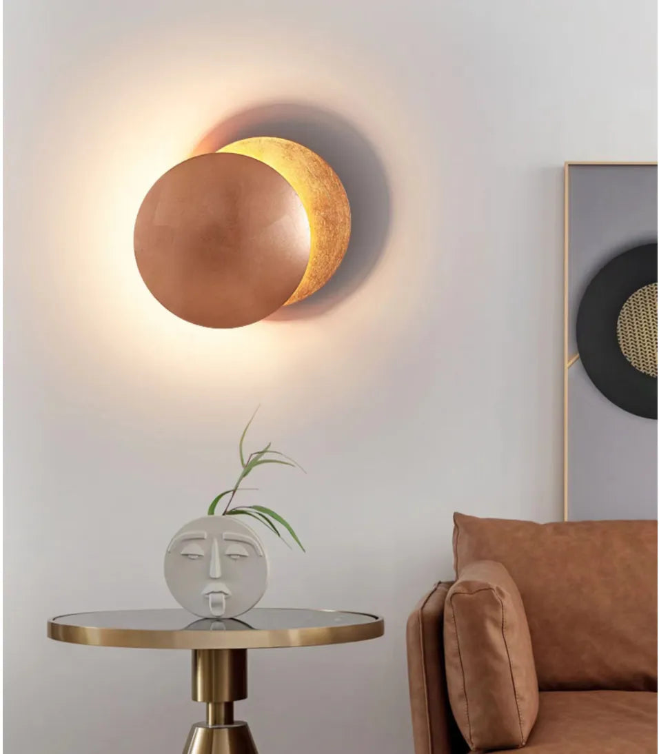 Minimalist Eclipse Moon Round LunaGlow Wall Lamp