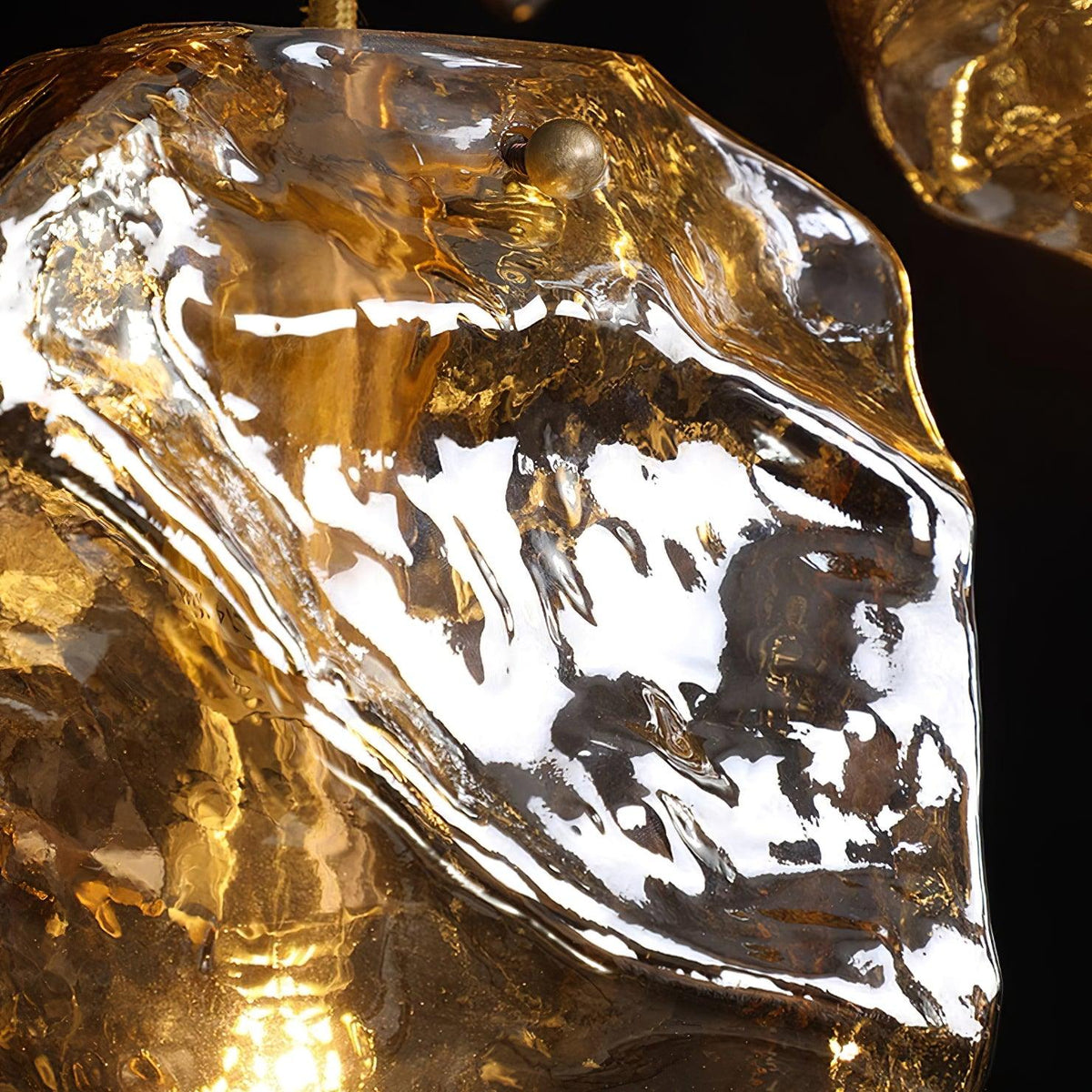 Pendant Light Ice Crackle Glass Premium Brass