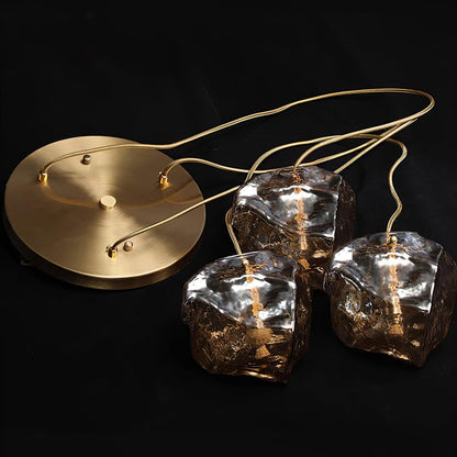 Pendant Light Ice Crackle Glass Premium Brass