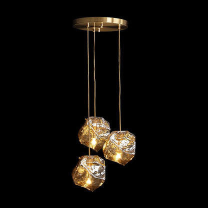 Pendant Light Ice Crackle Glass Premium Brass