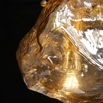 Pendant Light Ice Crackle Glass Premium Brass