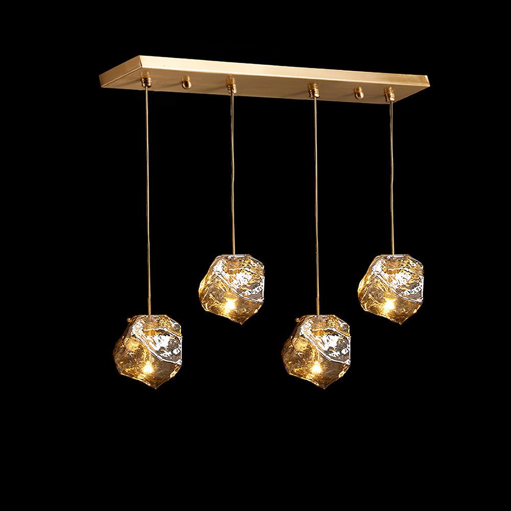 Pendant Light Ice Crackle Glass Premium Brass