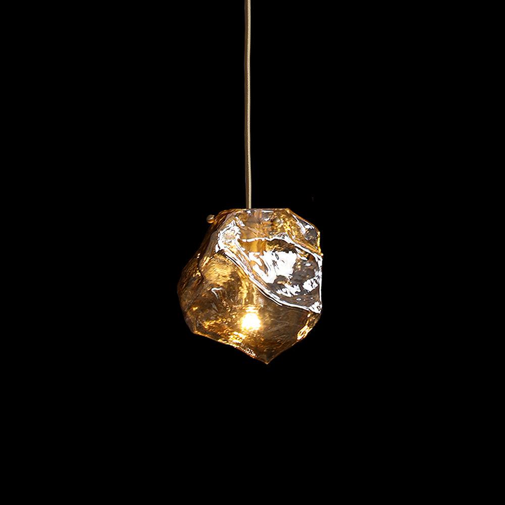 Pendant Light Ice Crackle Glass Premium Brass