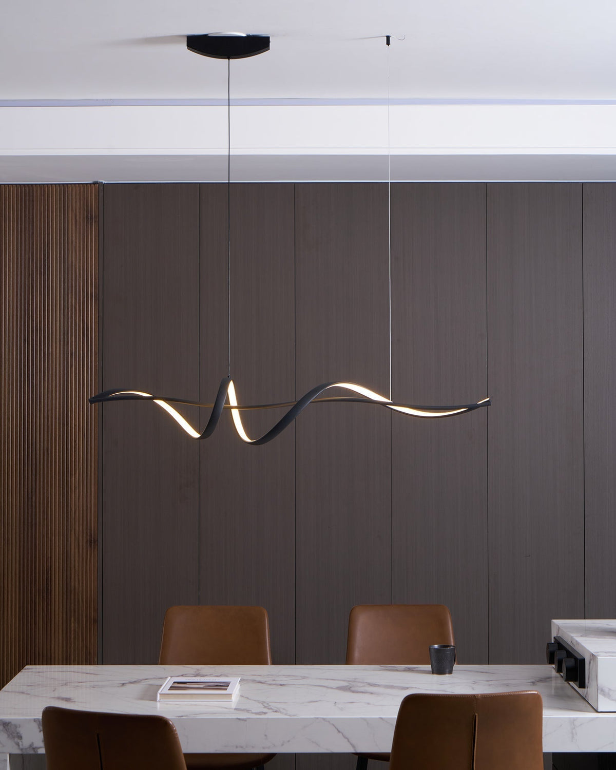 Energy Efficient Black LED Wave Pendant Fixture Aveline