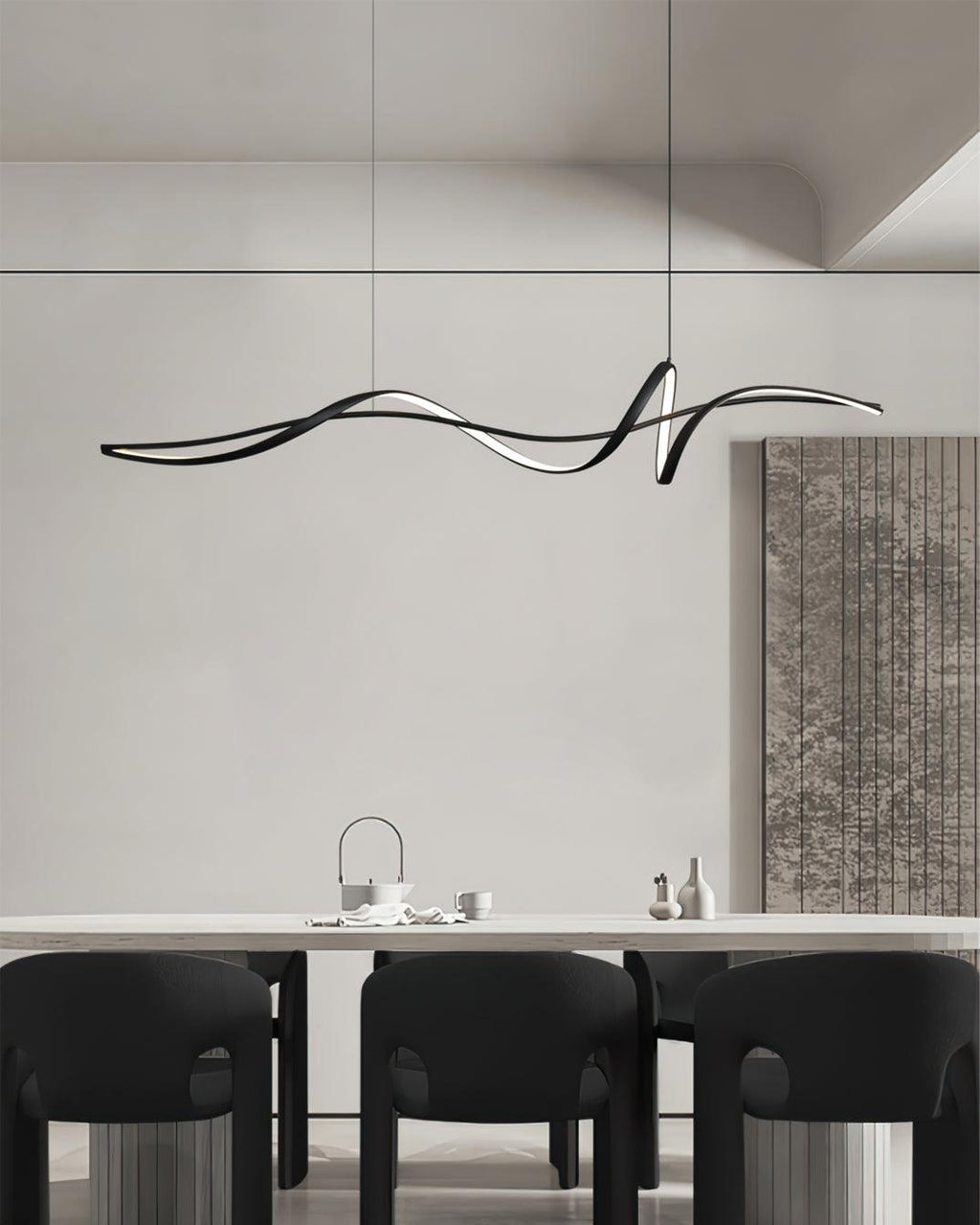 Energy Efficient Black LED Wave Pendant Fixture Aveline