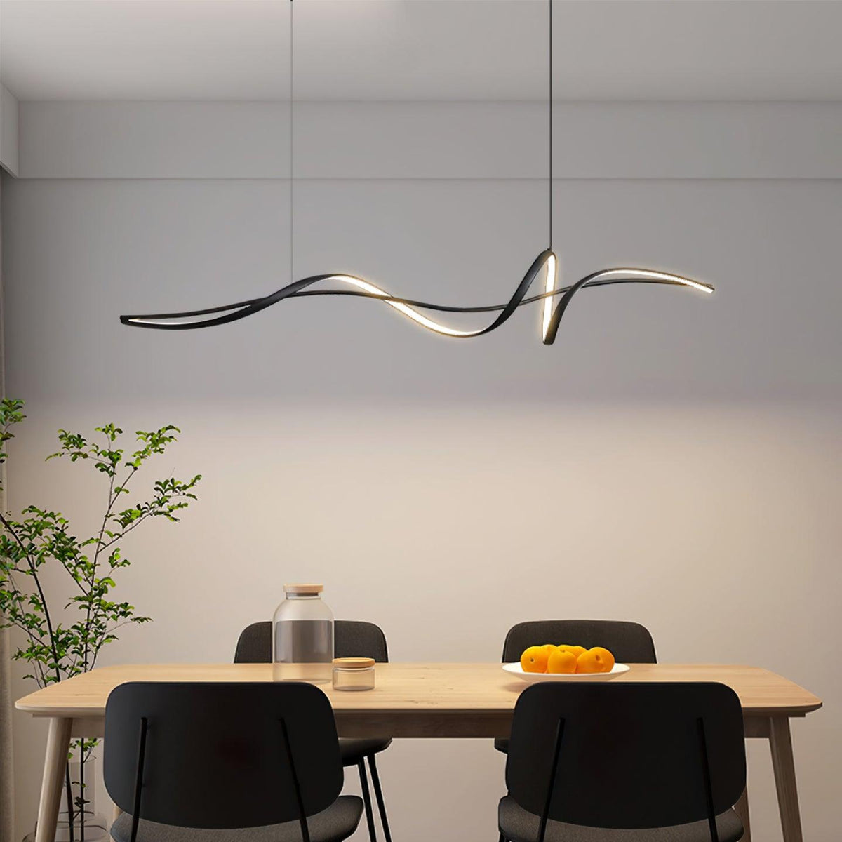 Energy Efficient Black LED Wave Pendant Fixture Aveline