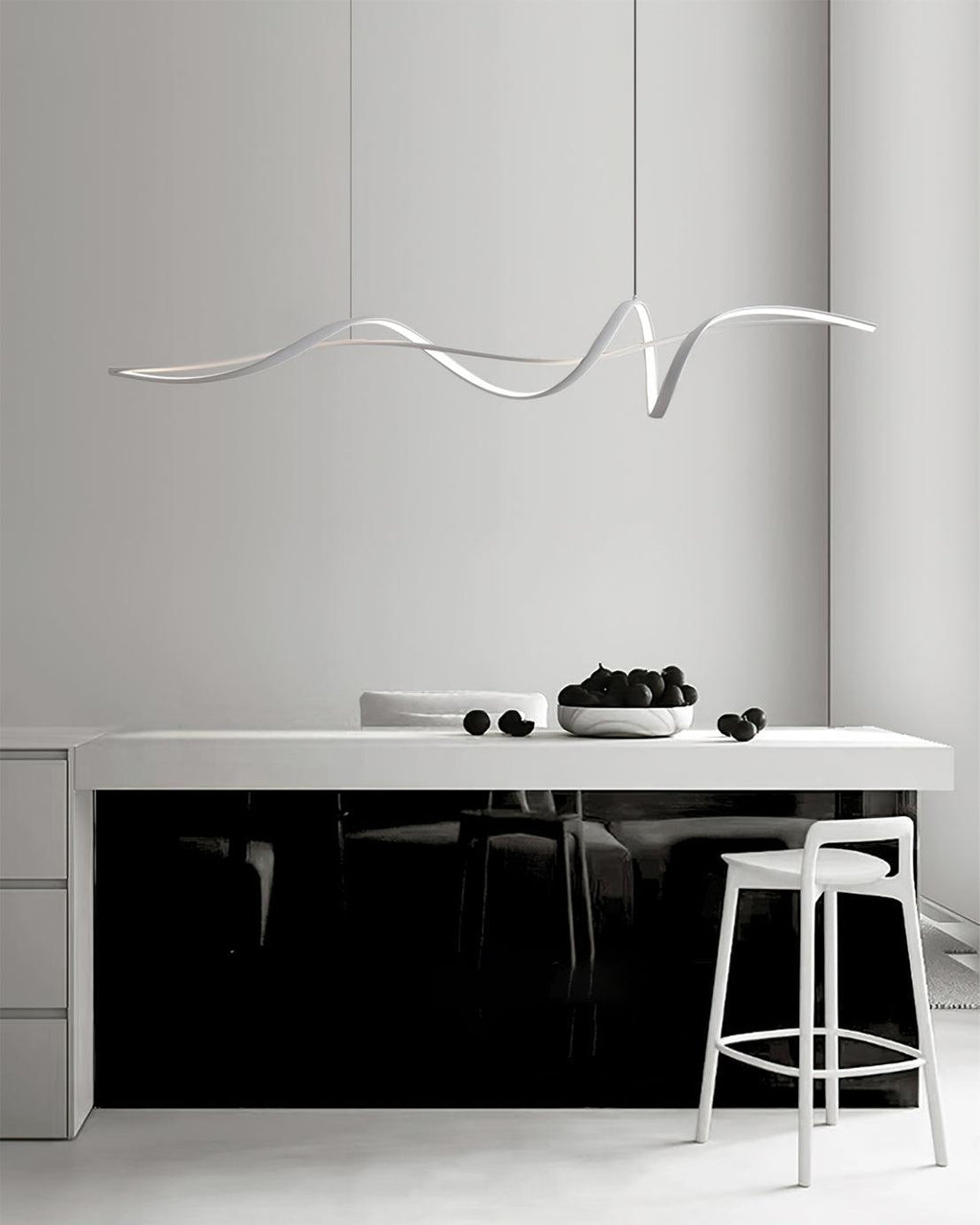 Energy Efficient Black LED Wave Pendant Fixture Aveline