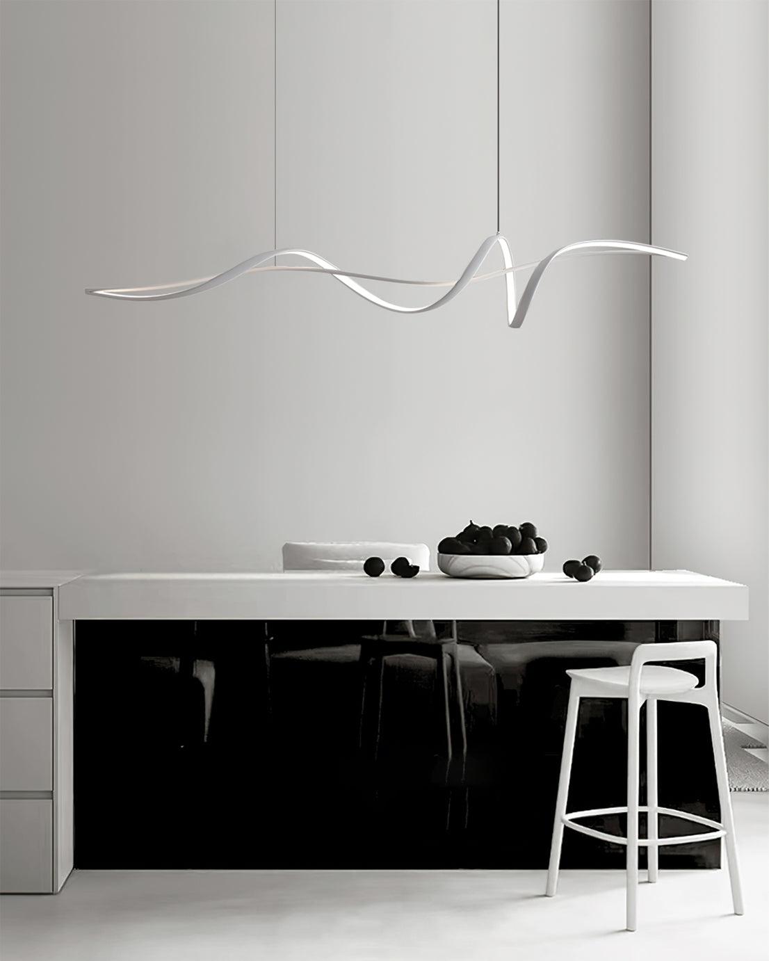 Energy Efficient Black LED Wave Pendant Fixture Aveline