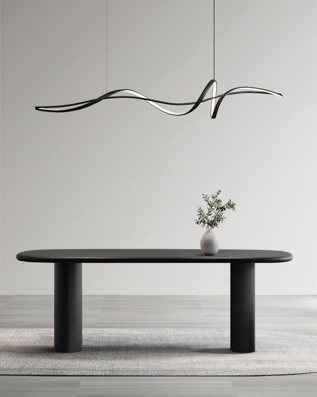 Energy Efficient Black LED Wave Pendant Fixture Aveline
