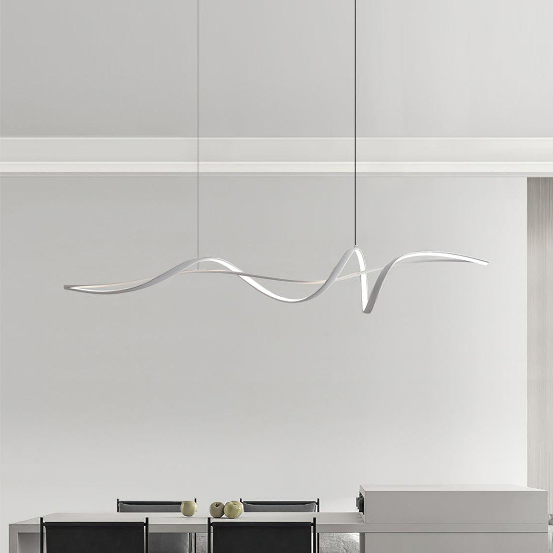 Energy Efficient Black LED Wave Pendant Fixture Aveline