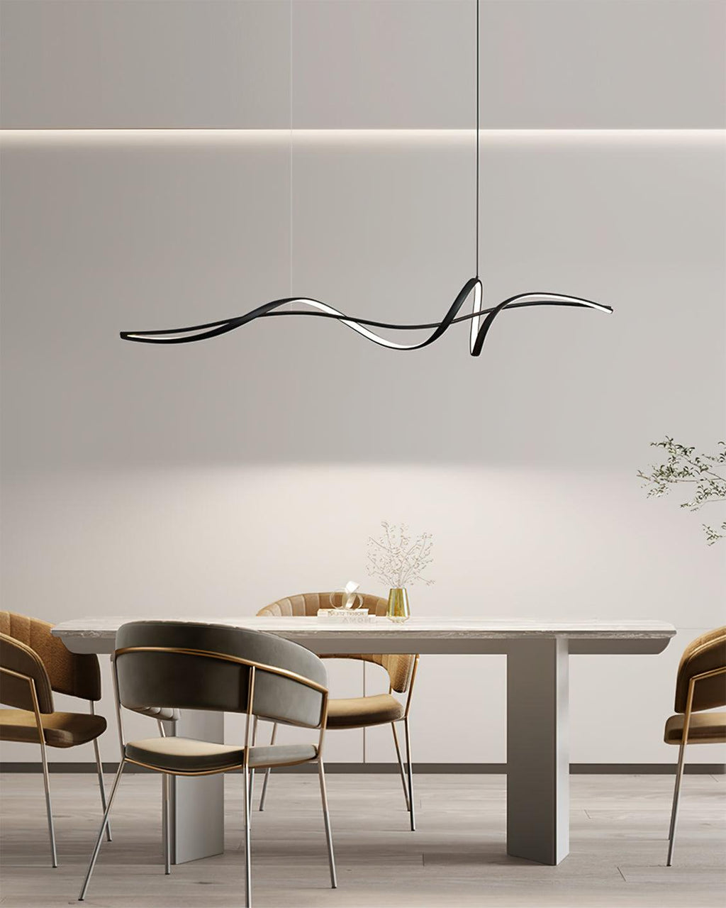 Energy Efficient Black LED Wave Pendant Fixture Aveline