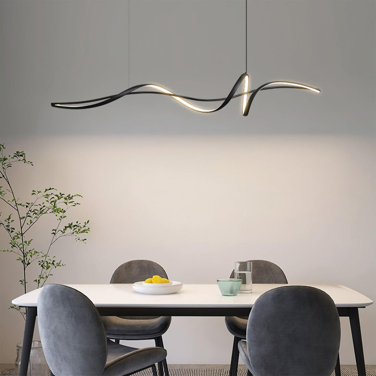 Energy Efficient Black LED Wave Pendant Fixture Aveline