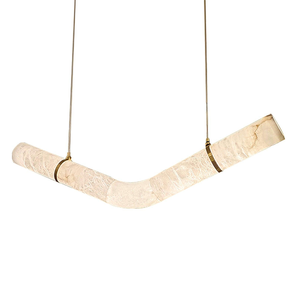 Warm Glow Alabaster Pendant Light With Leather Straps