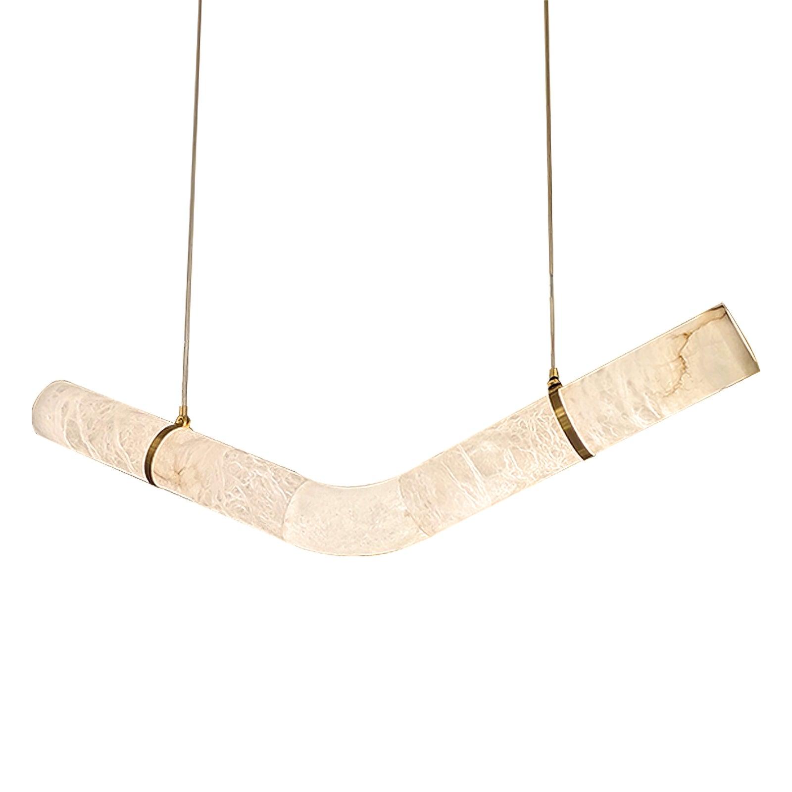 Warm Glow Alabaster Pendant Light With Leather Straps