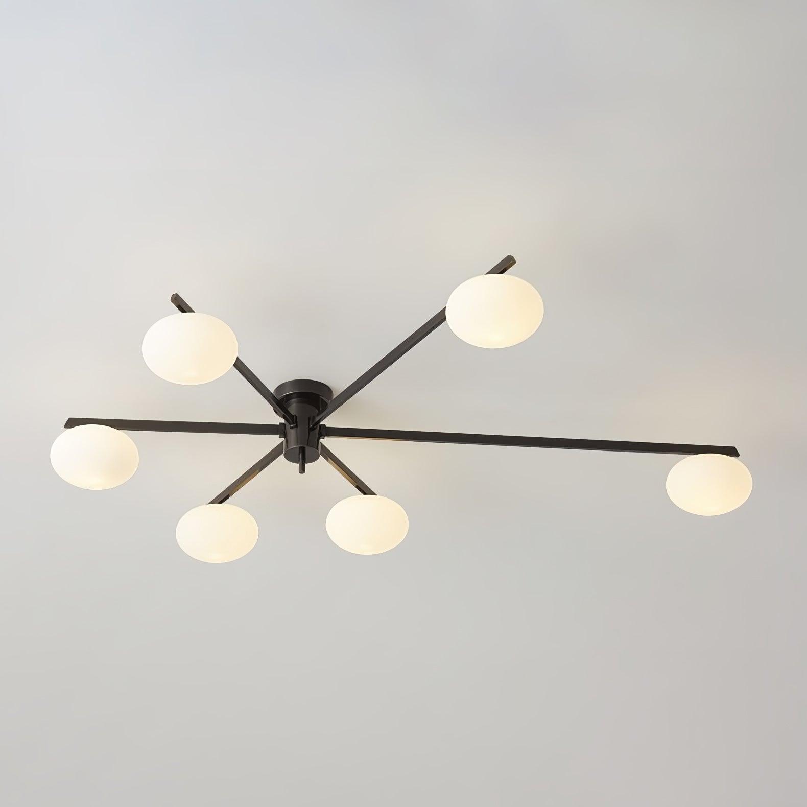 Glass Ceiling Light Modern Black With White Oval Shade