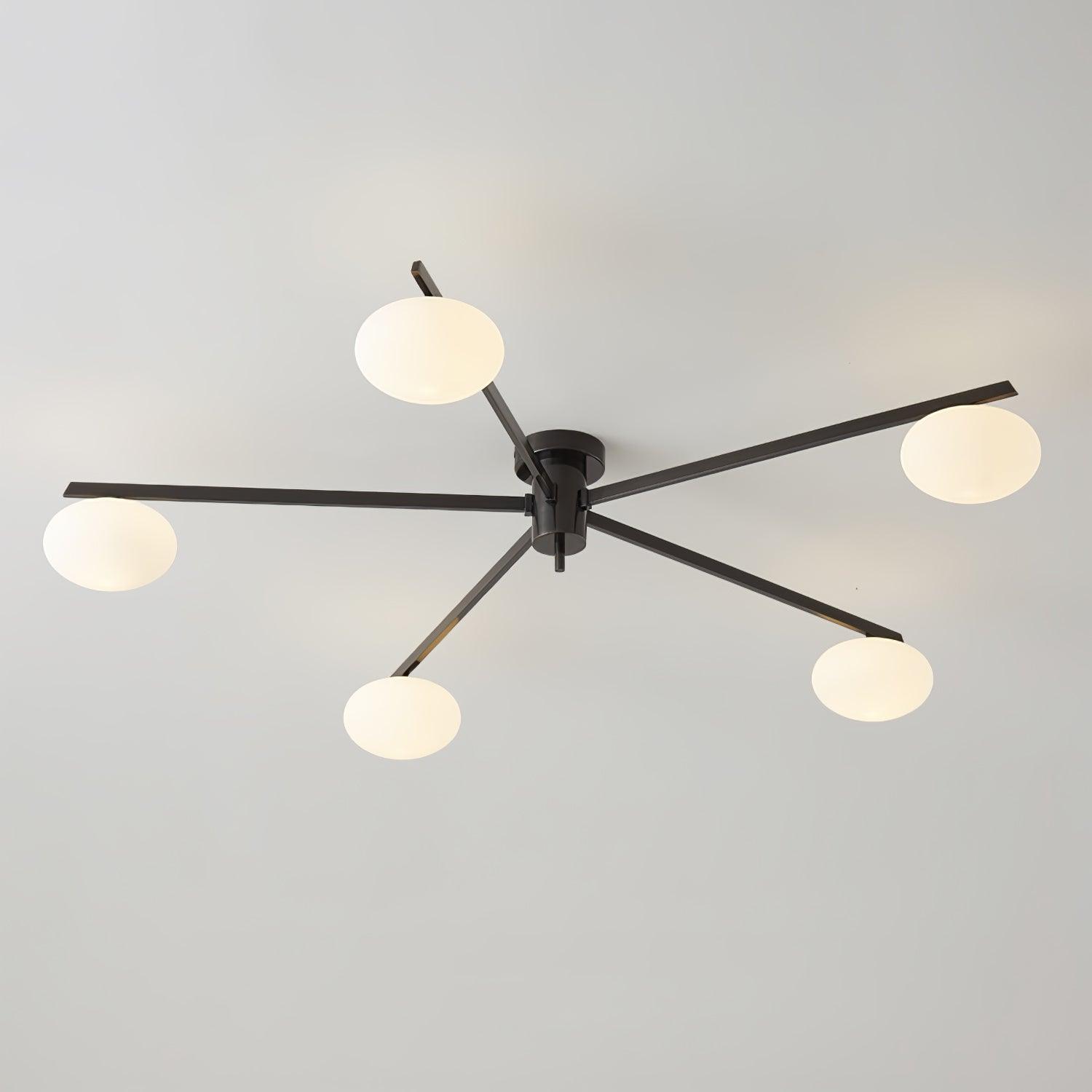 Glass Ceiling Light Modern Black With White Oval Shade