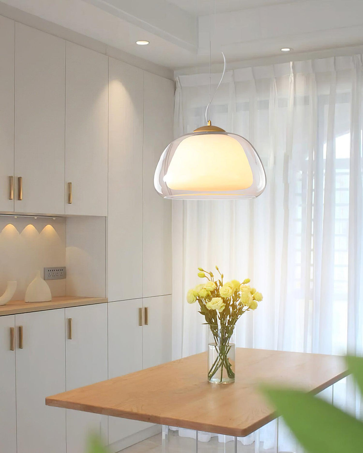 Dimmable Glow Suspended Glass Pendant Lamp