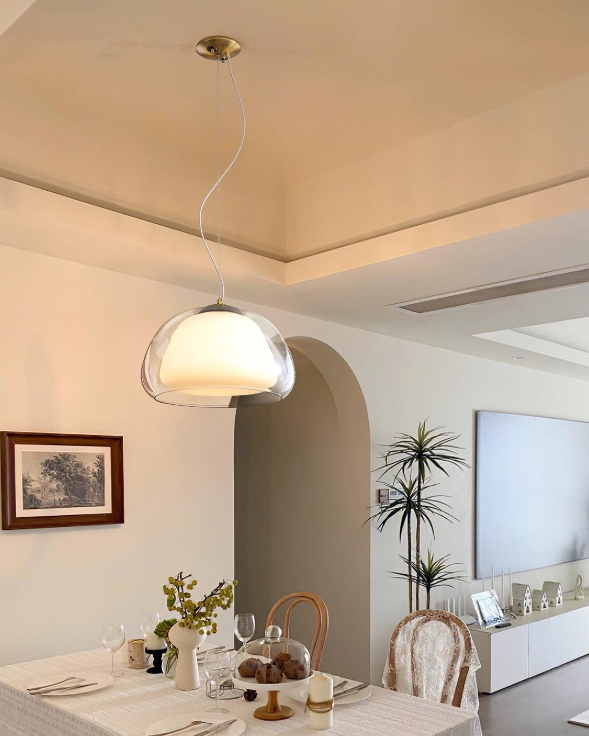 Dimmable Glow Suspended Glass Pendant Lamp