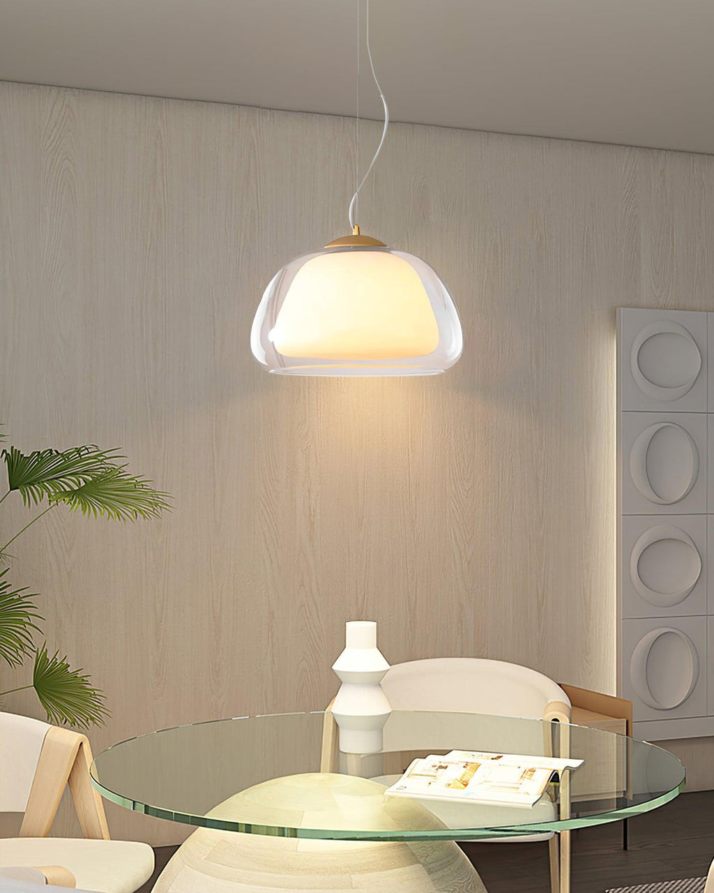 Dimmable Glow Suspended Glass Pendant Lamp
