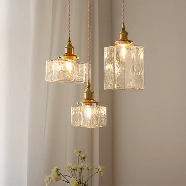 Pendant Light Hammered Brass Glass Vintage For Warm Ambience