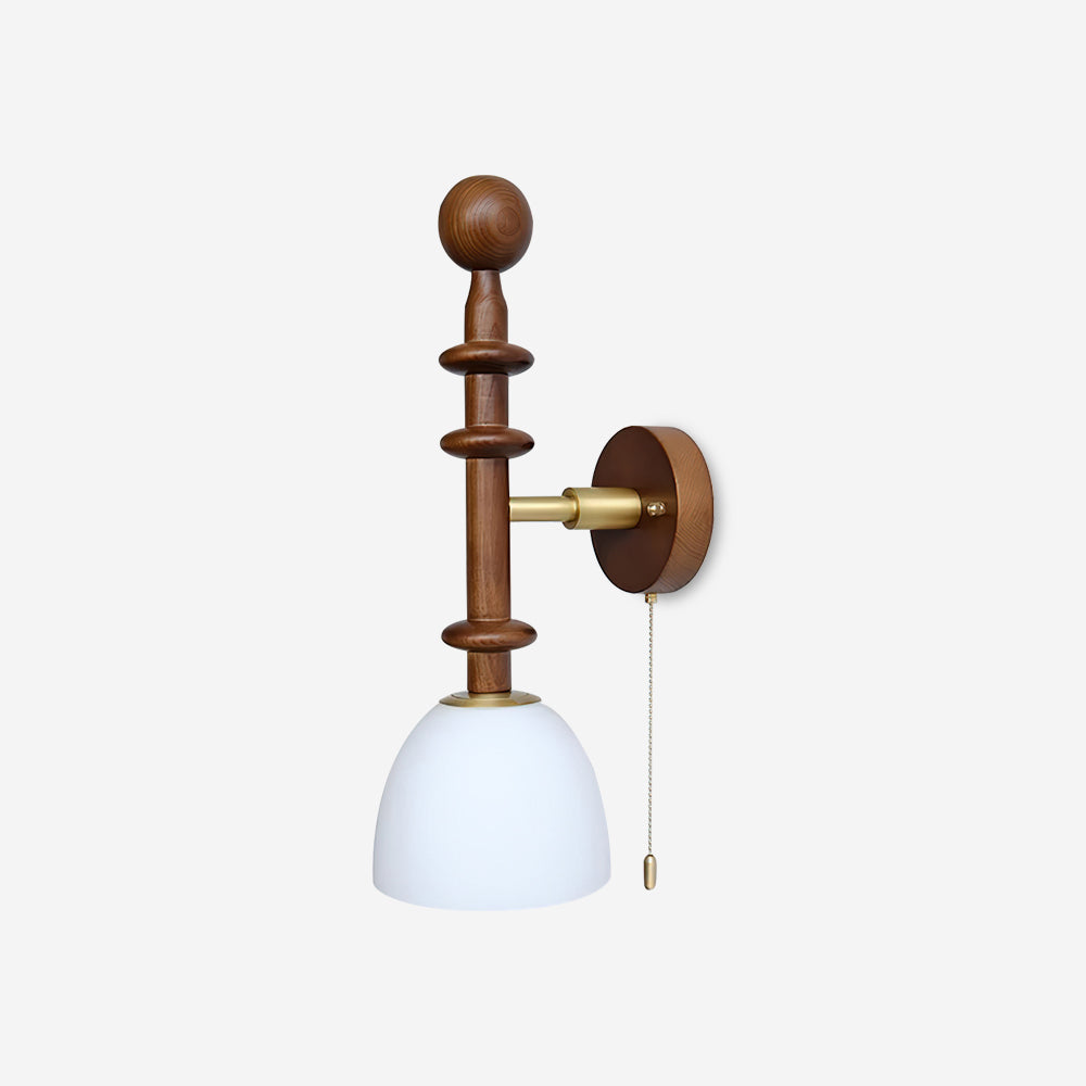 Wall Lamp With Walnut Wood Metal Frame And E27 Socket