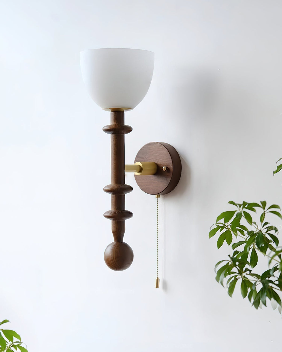 Wall Lamp With Walnut Wood Metal Frame And E27 Socket