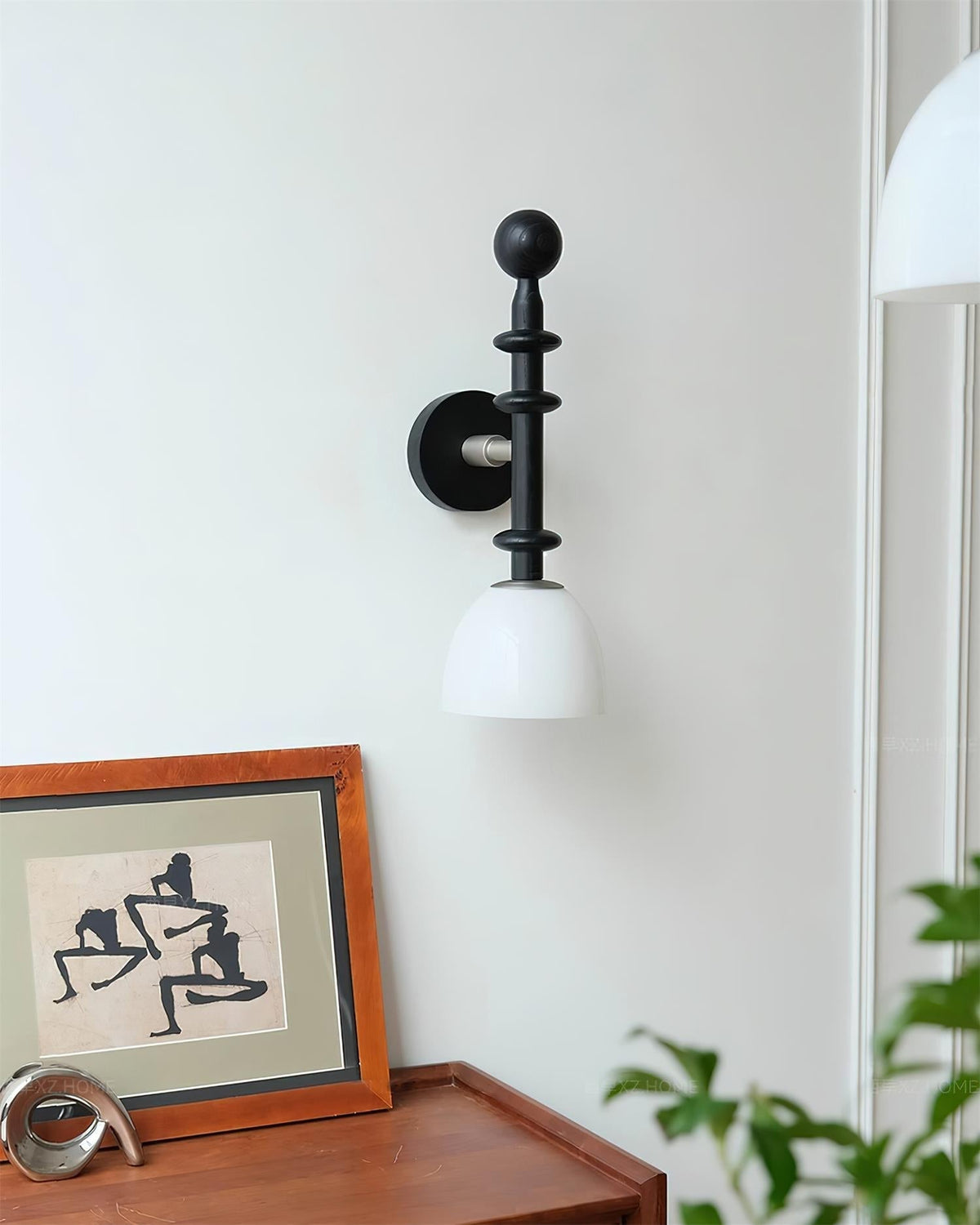 Wall Lamp With Walnut Wood Metal Frame And E27 Socket