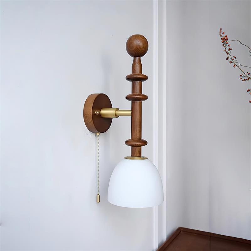 Wall Lamp With Walnut Wood Metal Frame And E27 Socket