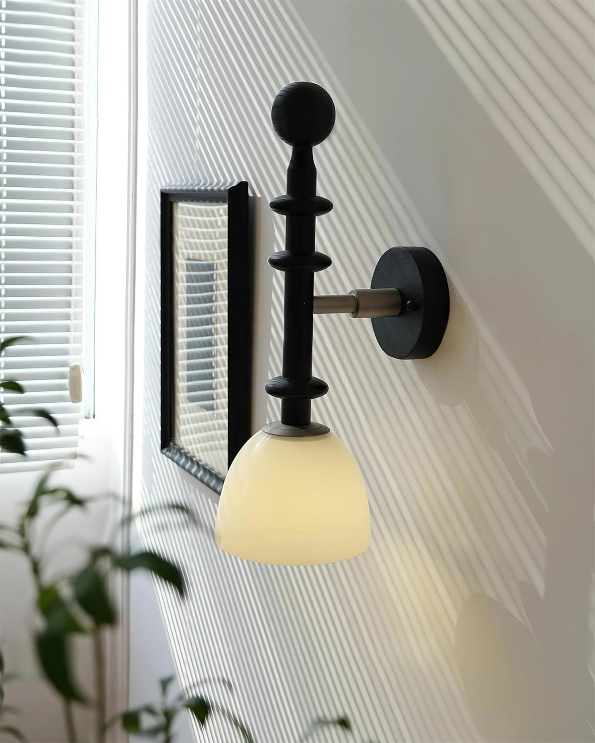 Wall Lamp With Walnut Wood Metal Frame And E27 Socket