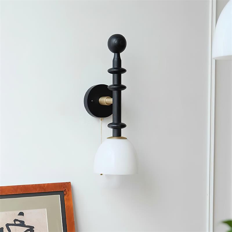 Wall Lamp With Walnut Wood Metal Frame And E27 Socket