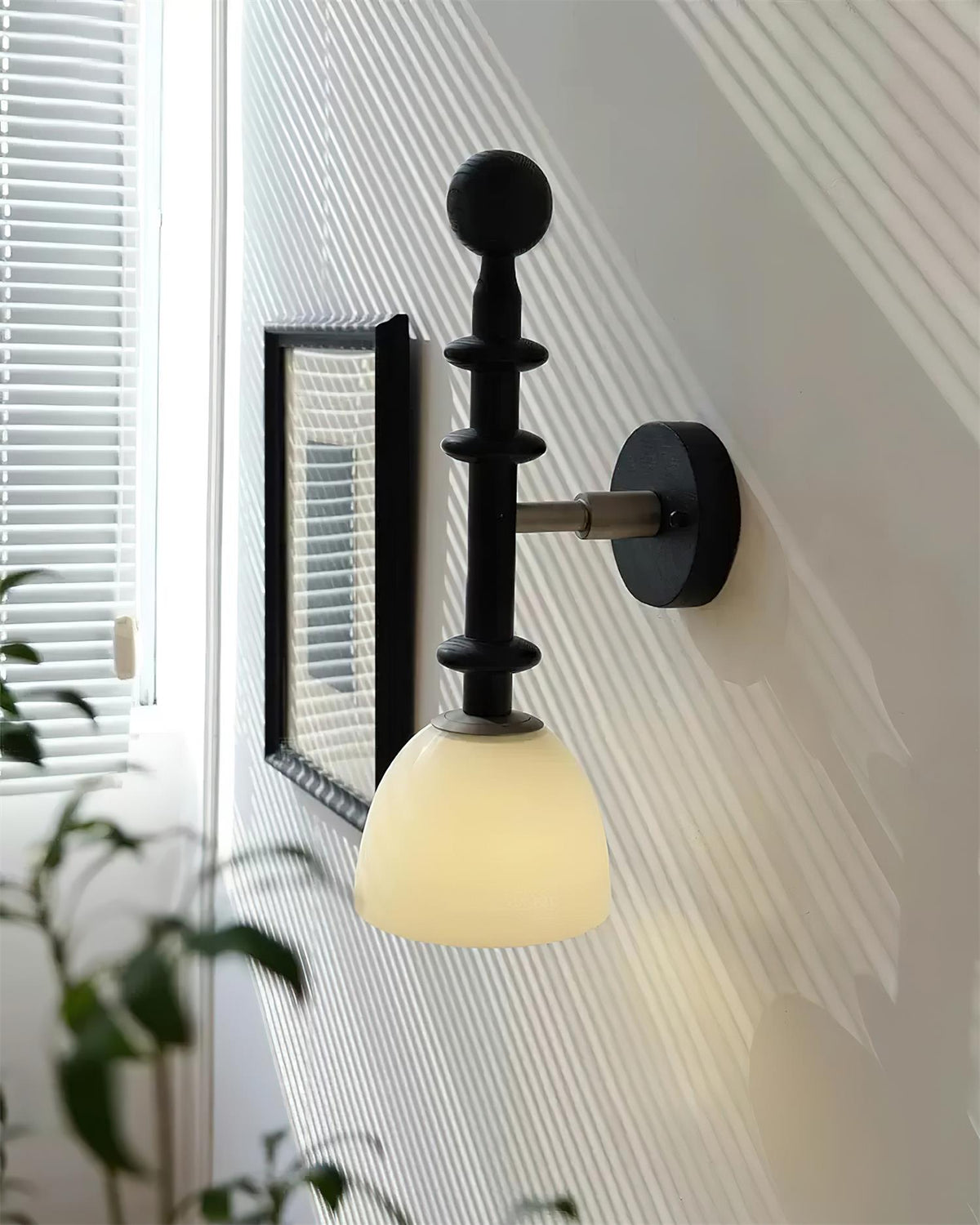 Wall Lamp With Walnut Wood Metal Frame And E27 Socket