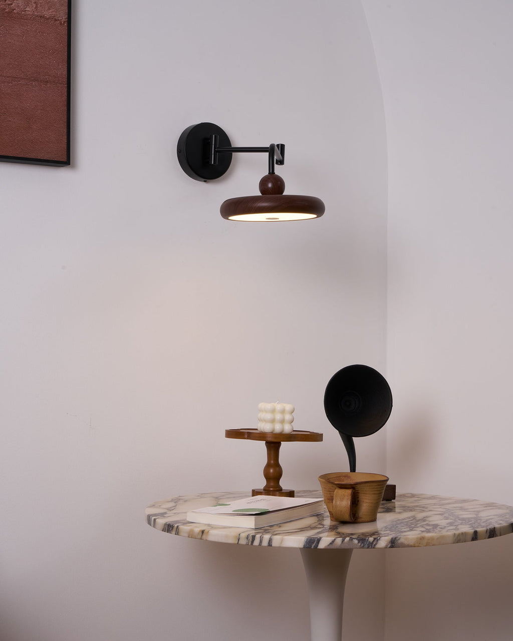 Integrated LED Dimmable 3000K Wall Light With Walnut Wood