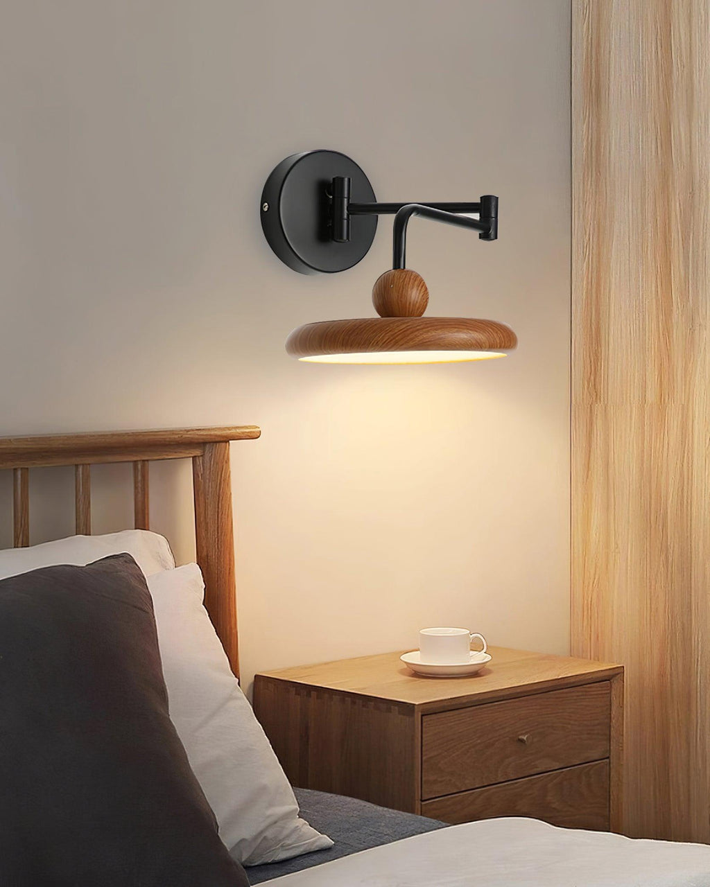 Integrated LED Dimmable 3000K Wall Light With Walnut Wood