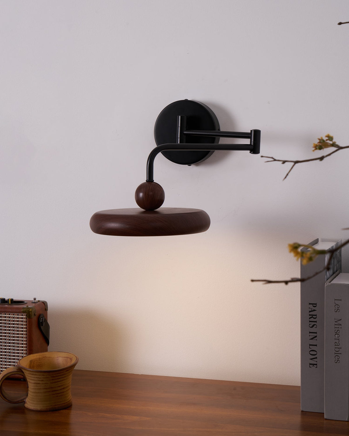 Integrated LED Dimmable 3000K Wall Light With Walnut Wood