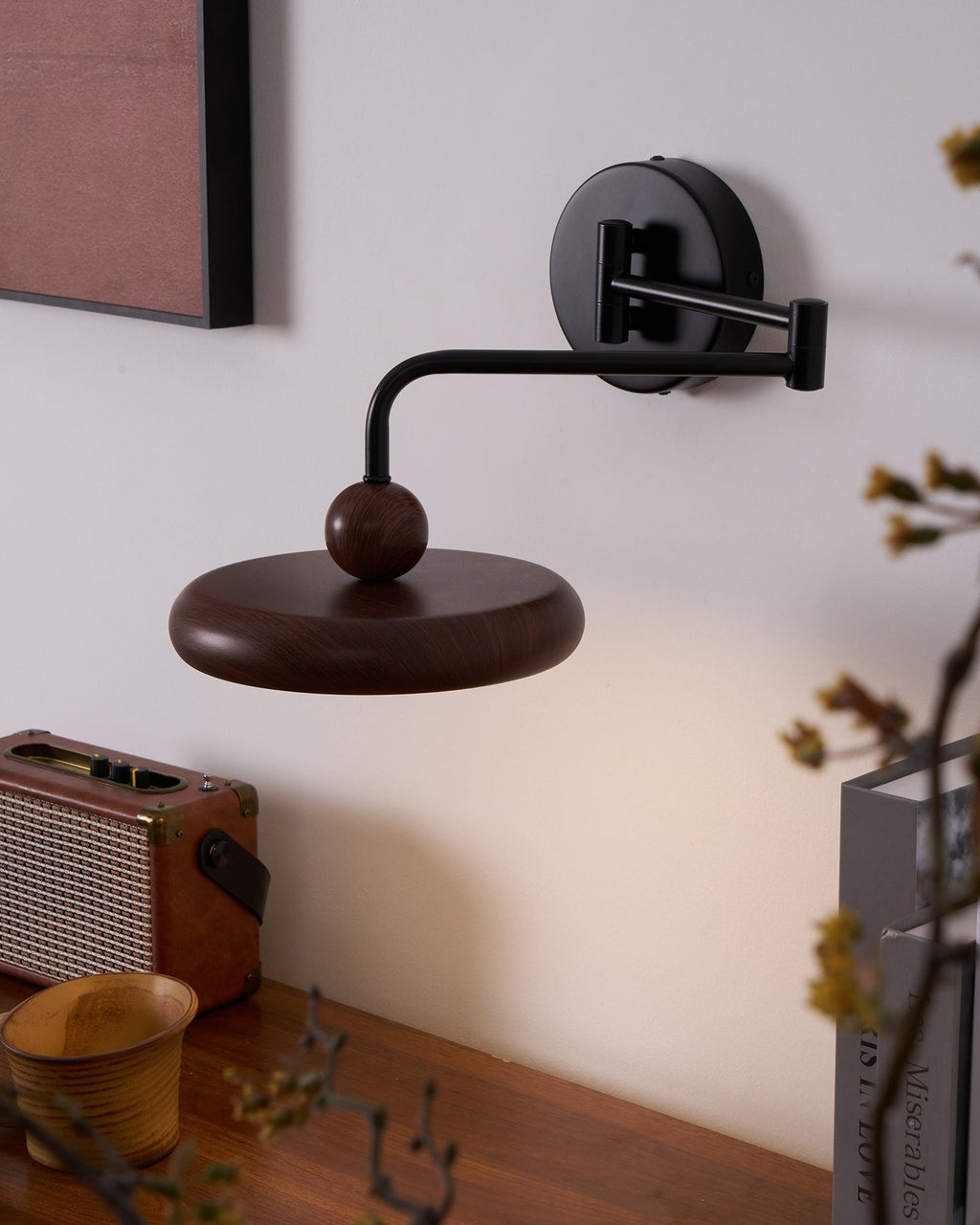 Integrated LED Dimmable 3000K Wall Light With Walnut Wood