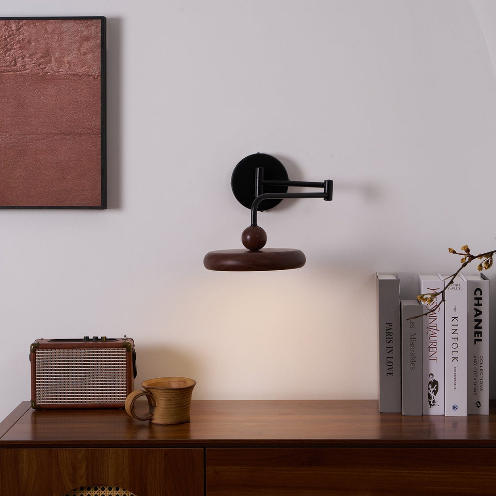 Integrated LED Dimmable 3000K Wall Light With Walnut Wood